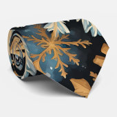 Sneeuwvlokken Magic Christmas Black Gold Blue Stropdas (Opgerold)