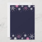 Sneeuwvlokken marine roze winter housewarming part kaart (Achterkant)