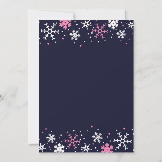 Sneeuwvlokken marine roze winter housewarming part kaart (Achterkant)