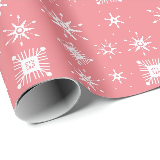 Sneeuwvlokken Mengen geometrische roze Cadeaupapier (Rol Hoek)