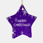 Sneeuwvlokken met blauwe achtergrond keramisch ornament (Rechts)