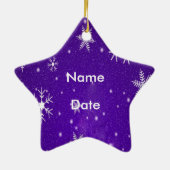 Sneeuwvlokken met blauwe achtergrond keramisch ornament (Achterkant)