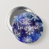 Sneeuwvlokken met blauwe achtergrond ronde button 7,6 cm (Voorkant /achterkant)