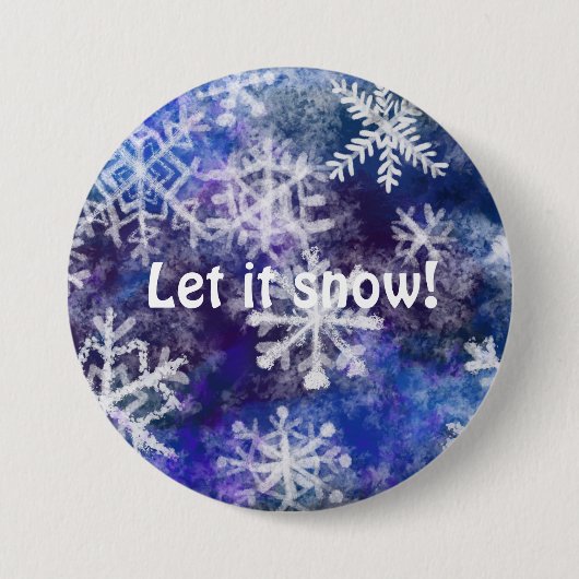 Sneeuwvlokken met blauwe achtergrond ronde button 7,6 cm (Voorkant)