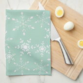 Sneeuwvlokken met een achtergrond van de groene ke theedoek (Quarter Fold)