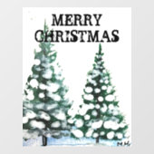 Sneeuwvlokken met een prettige kerstboom raamsticker (Vel)