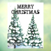 Sneeuwvlokken met een prettige kerstboom raamsticker (Vel 3)