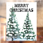 Sneeuwvlokken met een prettige kerstboom raamsticker (Vel 2)