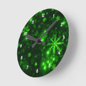 Sneeuwvlokken met groene achtergrond ronde klok (Hoek)