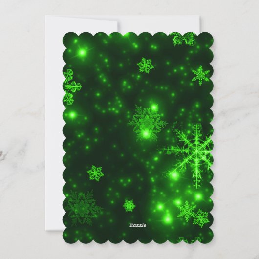 Sneeuwvlokken met groene achtergrond vlakke Kaart (Achterkant)
