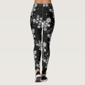 Sneeuwvlokken met kerstfoto's op BLACK Leggings (Achterkant)