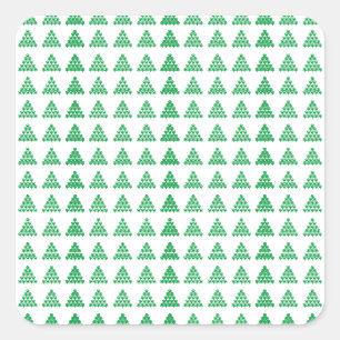 Sneeuwvlokken met kerstgroene sneeuw Sterren Bomen Vierkante Sticker
