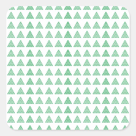 Sneeuwvlokken met kerstgroene sneeuw Sterren Bomen Vierkante Sticker (Voorkant)