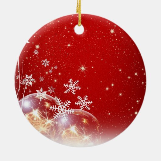 Sneeuwvlokken met kerstmis keramisch ornament (Achterkant)