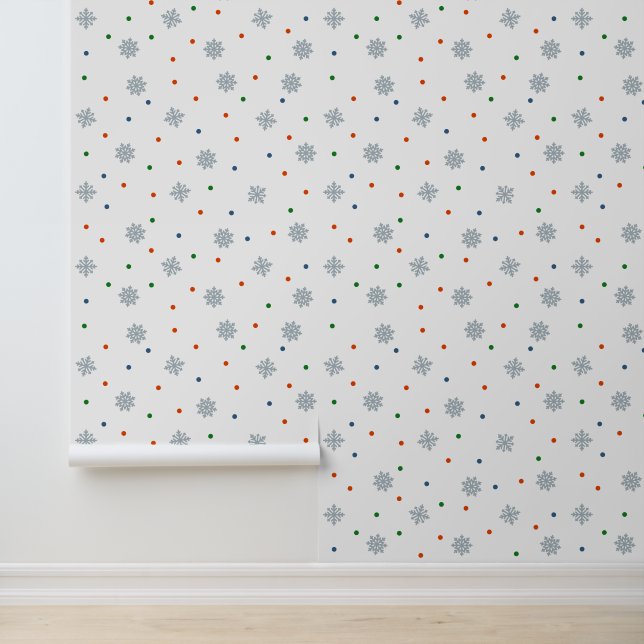Sneeuwvlokken met kleurrijke stippen behang (Applicatie)