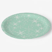 Sneeuwvlokken met lichtgroene achtergrond papieren bordje (Gekanteld)