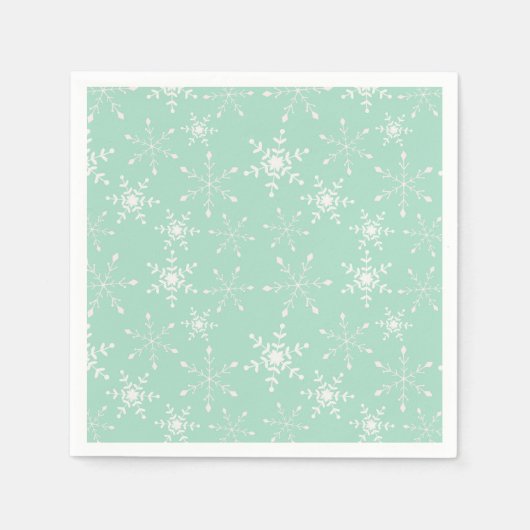 Sneeuwvlokken met lichtgroene achtergrond servet (Voorkant)