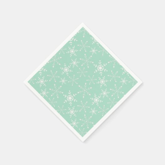 Sneeuwvlokken met lichtgroene achtergrond servet (Hoek)