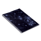 Sneeuwvlokken met middernachtblauwe achtergrond notitieboek (Rechterzijde)