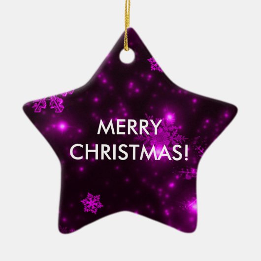 Sneeuwvlokken met Paarse achtergrond Keramisch Ornament (Voorkant)