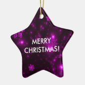 Sneeuwvlokken met Paarse achtergrond Keramisch Ornament (Links)