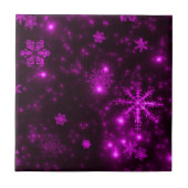 Sneeuwvlokken met Paarse achtergrond Tegeltje (Voorkant)