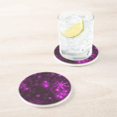 Sneeuwvlokken met Paarse achtergrond Zandsteen Onderzetter (Zijkant)