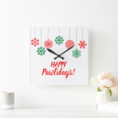 sneeuwvlokken met peul in rode en groene kleur vierkante klok (Huis)