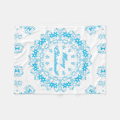 Sneeuwvlokken met prettige kerstronde, wit blauw fleece deken (Voorkant (Horizontaal))