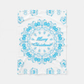 Sneeuwvlokken met prettige kerstronde, wit blauw fleece deken (Voorkant)