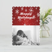 Sneeuwvlokken met rode achtergrond vlakke Kaart (Staand voorkant)