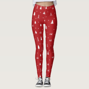 Sneeuwvlokken met rode en witte kerstbomen leggings