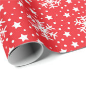 Sneeuwvlokken met rode en witte sneeuw cadeaupapier (Rol Hoek)