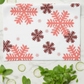 Sneeuwvlokken met rode sneeuw theedoek (Gevouwen)