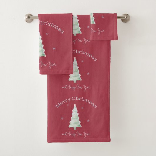 Sneeuwvlokken met vrolijk kerstfeest op vakantiebo bad handdoek (Insitu)