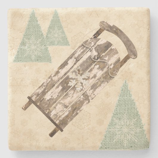  sneeuwvlokken met wintersneeuwvlokken stenen onderzetter (Voorkant)