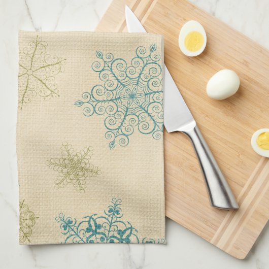  sneeuwvlokken met wintersneeuwvlokken theedoek (Quarter Fold)