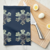 Sneeuwvlokken Midnight Blue Keuken Handdoeken (Quarter Fold)