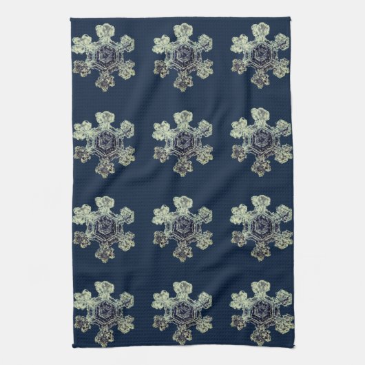 Sneeuwvlokken Midnight Blue Keuken Handdoeken (Verticaal)