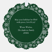 Sneeuwvlokken Mijn eerste kerstfoto groen Ornament Kaart (Achterkant)