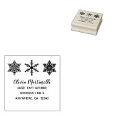 Sneeuwvlokken Minimalistische Kerstmis Naam en Adr Rubberstempel (Gestempeld)