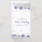 Sneeuwvlokken modern blauw grijs winter bruiloft p programmakaart (Voorkant / Achterkant)
