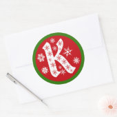 Sneeuwvlokken Monogram Letter K Ronde Sticker (Envelop)