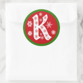 Sneeuwvlokken Monogram Letter K Ronde Sticker (Tas)