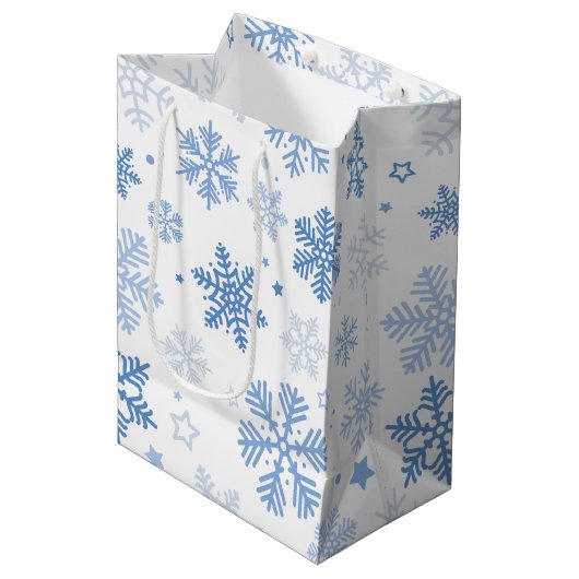 Sneeuwvlokken. Mooie winter Medium Cadeauzakje (Voorkant Gekanteld)