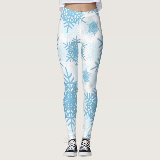 Sneeuwvlokken Naadloze Patroon Leggings (Voorkant)