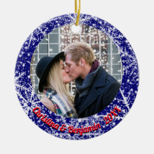 Sneeuwvlokken, naam, Jaar #, 2 Foto's Keramisch Ornament