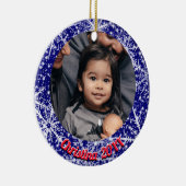 Sneeuwvlokken, naam, Jaar #, 2 Foto's Keramisch Ornament (Rechts)