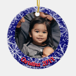 Sneeuwvlokken, naam, Jaar #, 2 Foto's Keramisch Ornament