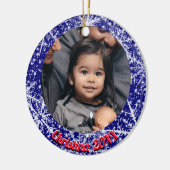 Sneeuwvlokken, naam, Jaar #, 2 Foto's Keramisch Ornament (Links)